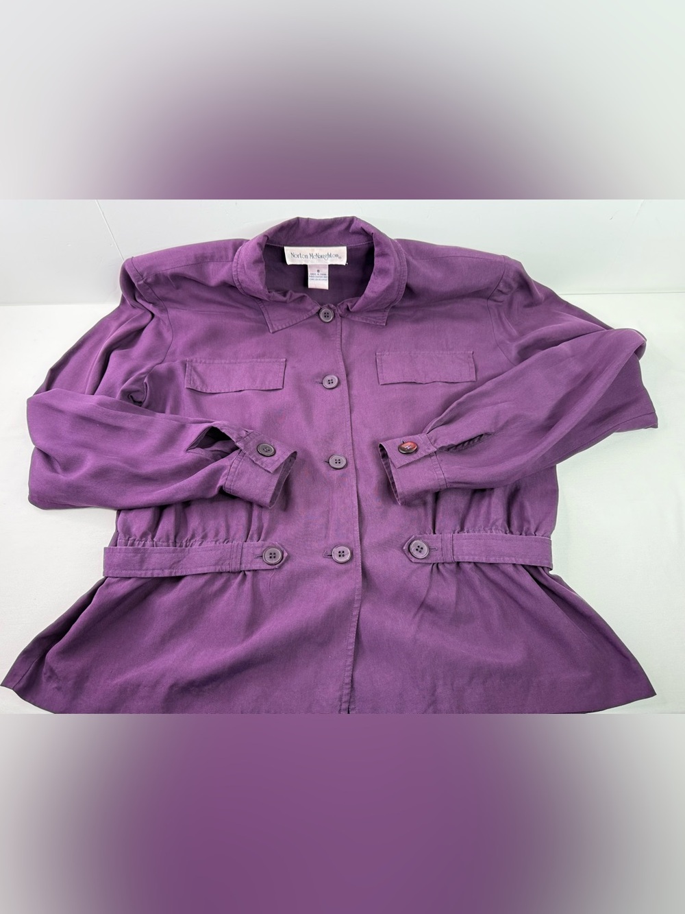 Norton McNaughton Purple Button-Front Utility Jacket Style Blouse Size 8 - Picture 5 of 8